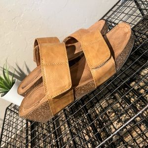 Cork Platform Wedge Sandal with Velcro adjustable straps